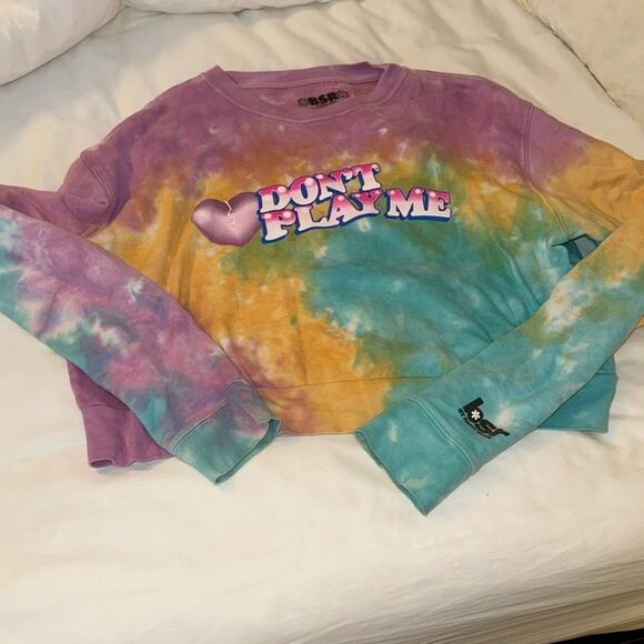 Revolve BSR Samii Ryan Don't Play Me Cropped Sweatshirt Size Medium - Picture 2 of 7